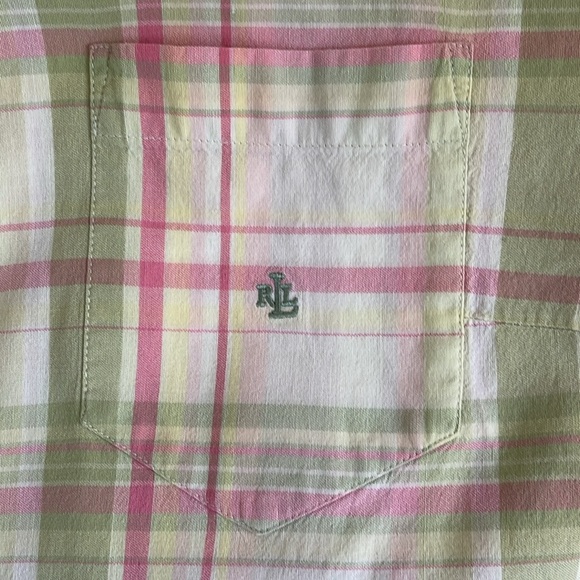 Ralph Lauren Pink Green White Plaid Button Up Shirt Women’s 2X GUC - Picture 5 of 5